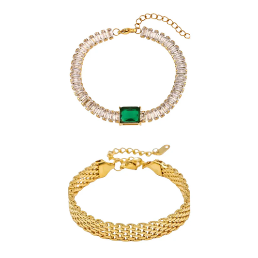 Emerald Bracelet And Rowena Bracelet Stack