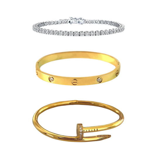 Cartier Nail And Love Bangle With Tennis Bracelet Stack Set